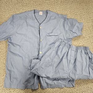 Brooks Brothers Men's XL Short Sleeve Knee Length Pajamas 2 Piece - 100% Cotton